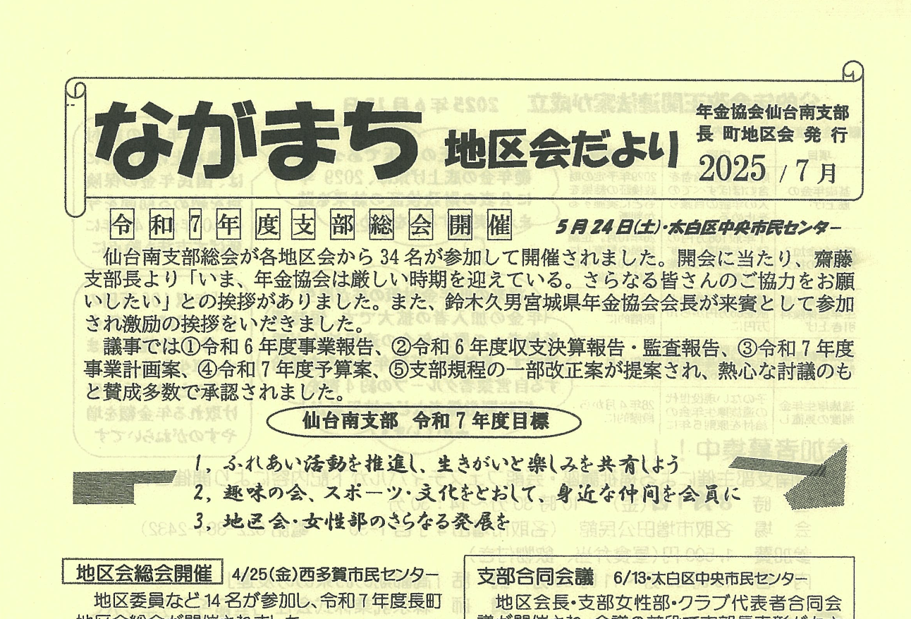 ながまち地区会だより2025年7月